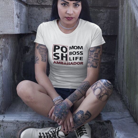 Posh t-shirt adult unisex Ambassdor Mom Boss Life white t-shirt - Picture 2 of 7